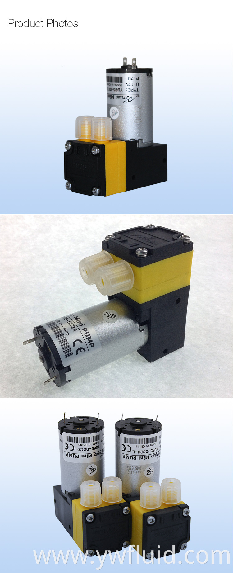 YWfluid 12v/24v Printer Ink Machine Pump with DC motor Used for Ink printing